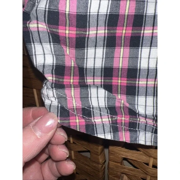 Y2K Aerie Brand Pink White Black Boxer Shorts Plaid Women's Size XL - Picture 3 of 6